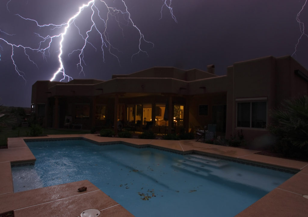 A storm around a pool
