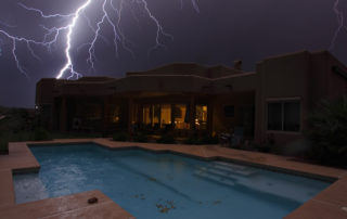 A storm around a pool